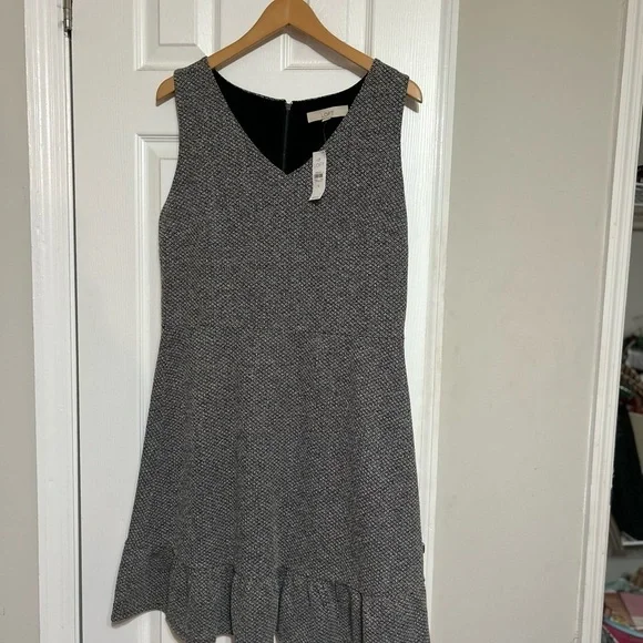 NWT Loft Gray Tweed Sleeveless Dress Size 12 - Picture 4 of 8